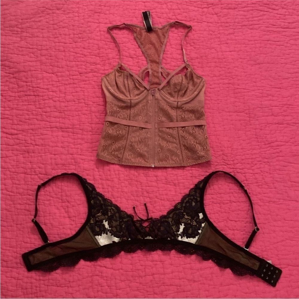 Victoria's Secret Brown and Black Lace Bralette Set ( 2 pc)